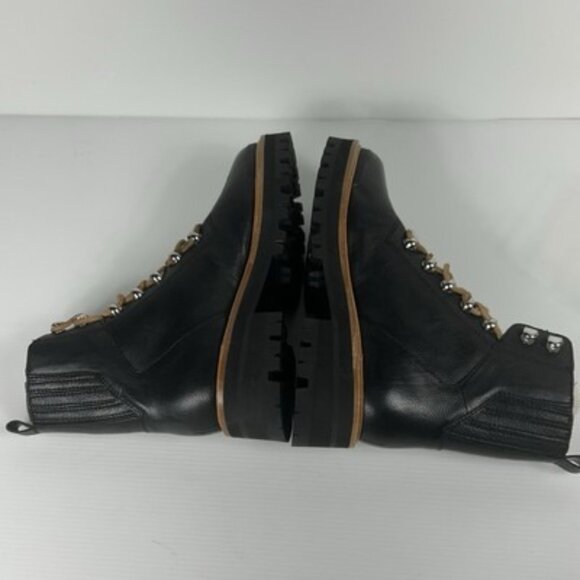 Marc Fisher Womens Sz 6.5 SEE‎ PHOTOS Izzie Black Leather Boots Sherpa Lizzie - Picture 10 of 13